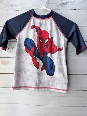 Marvel Boys Swim Top in Navy, Red & White